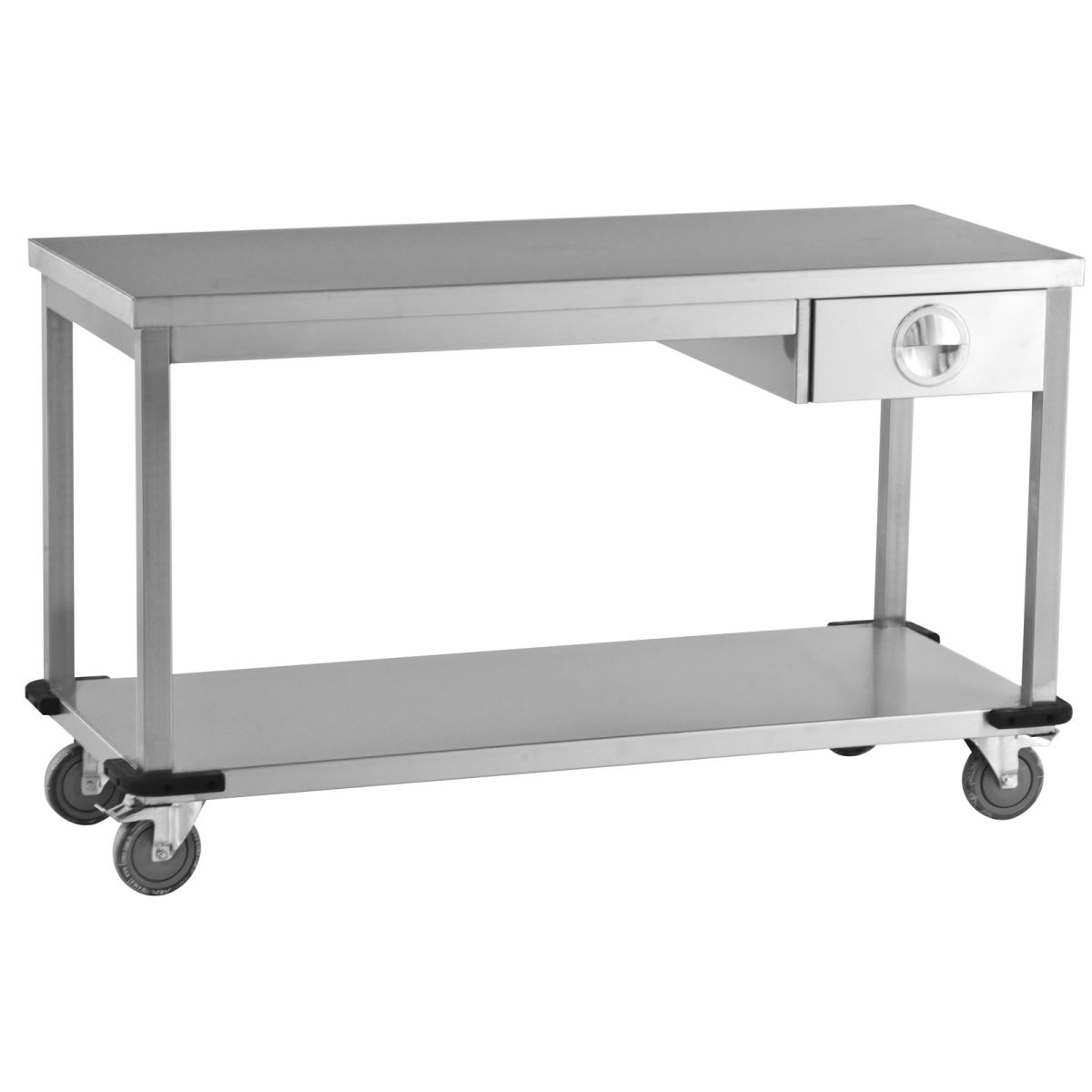 Mobile Table / Lower and Intermediate Shelves with Drawer